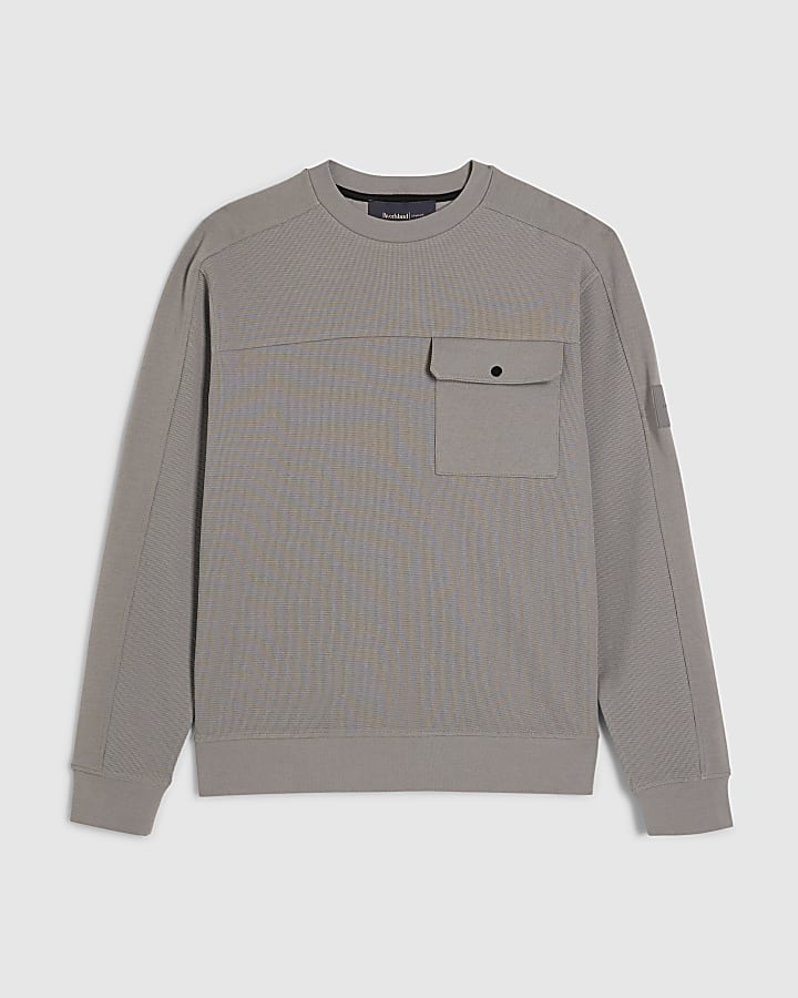 Grey Slim Fit Waffle Pocket Sweatshirt