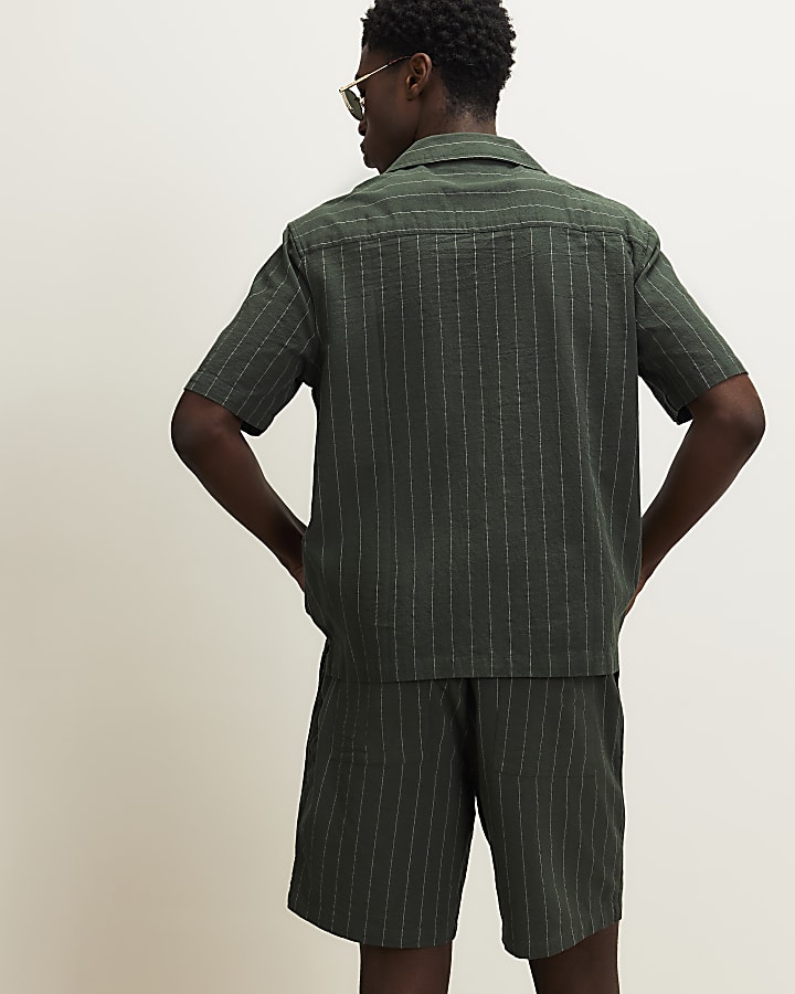 Green Regular Fit Textured Stripe Shirt