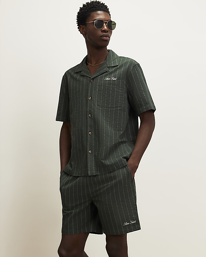 Green Regular Fit Textured Stripe Shirt