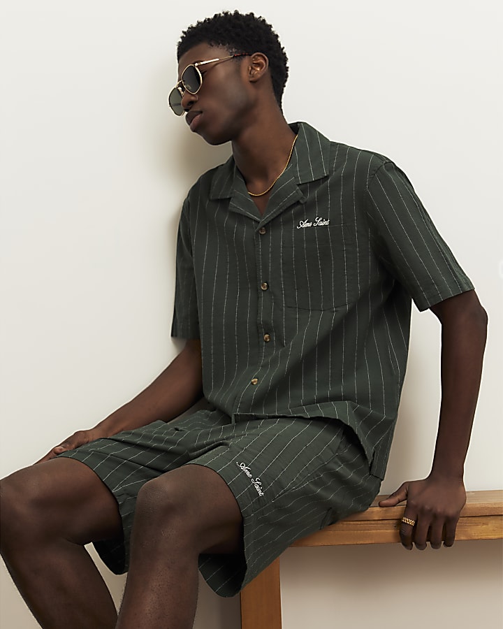 Green Regular Fit Textured Stripe Shirt