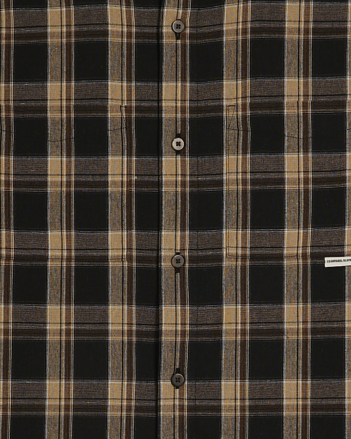 Black Boxy Fit Check Shirt