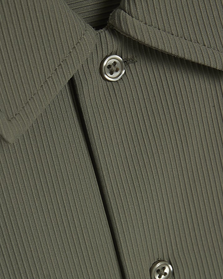 Green Muscle Fit Ribbed Shirt