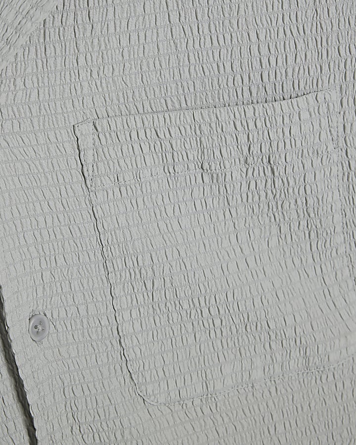 Grey Regular Fit Textured Shirt