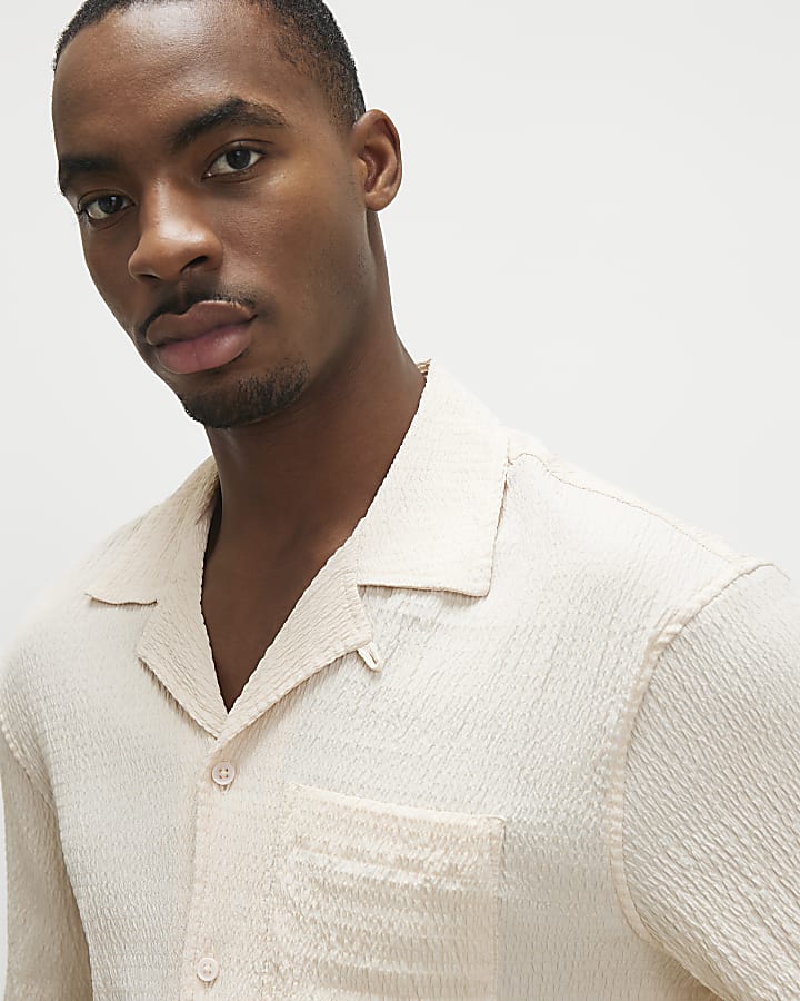 Pink Regular Fit Textured Shirt