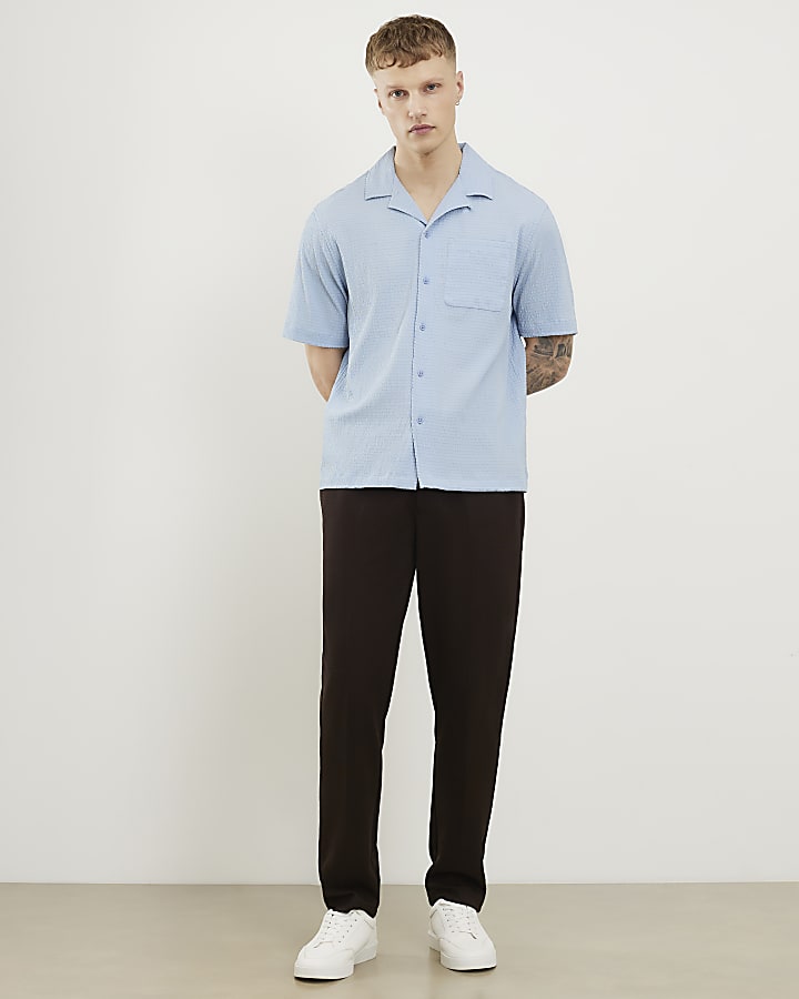 Blue Regular Fit Textured Shirt