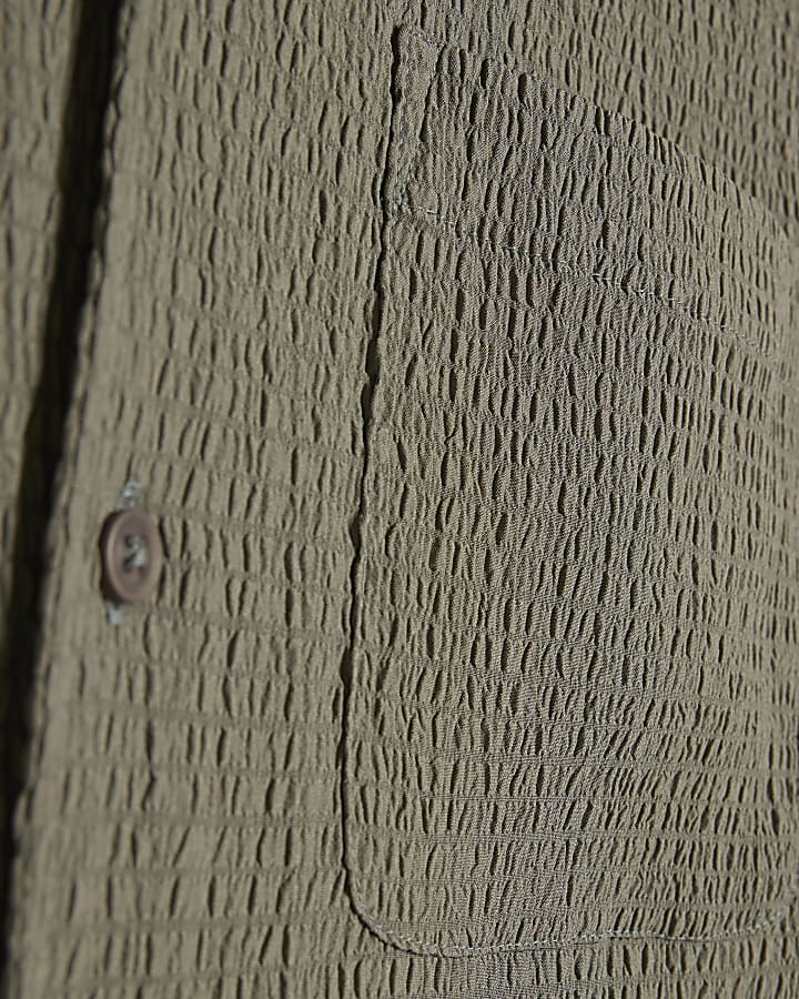 Green Regular Fit Textured Short Sleeve Shirt