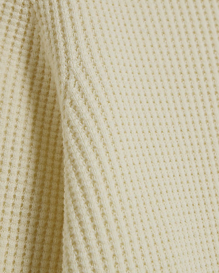 Cream Slim Fit Waffle Knit Jumper