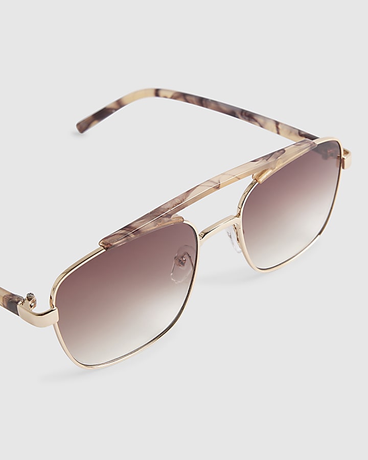 Tortoise Brow Bar Aviator Sunglasses
