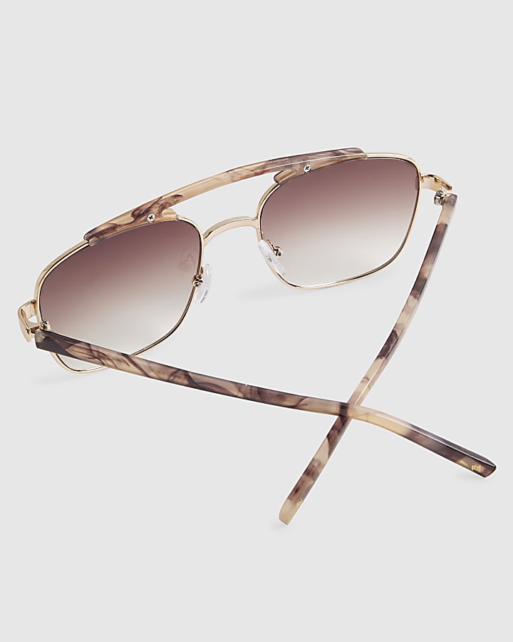 Tortoise Brow Bar Aviator Sunglasses
