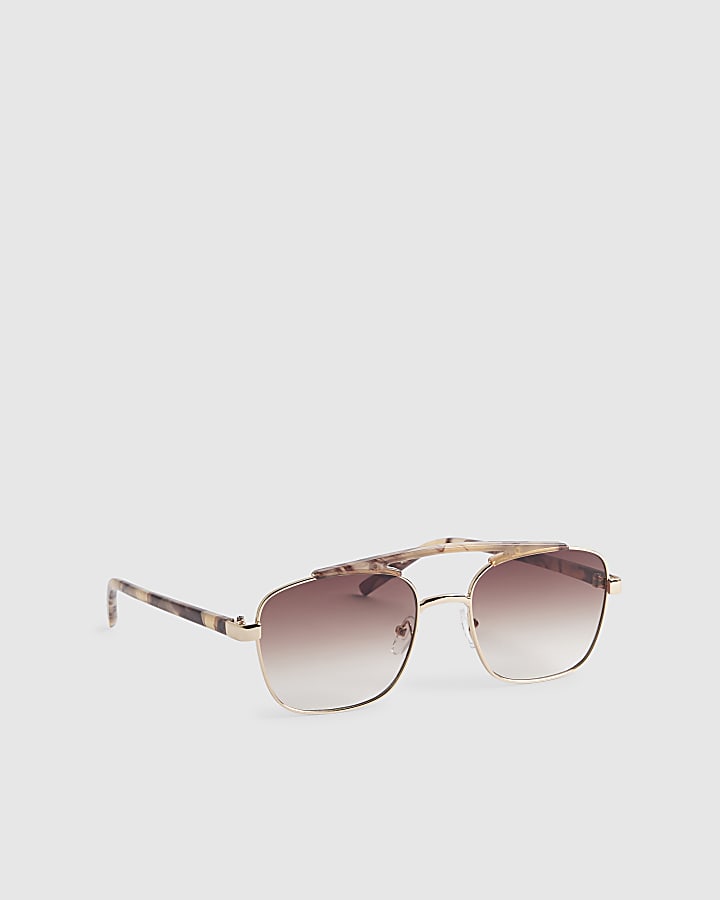 Tortoise Brow Bar Aviator Sunglasses
