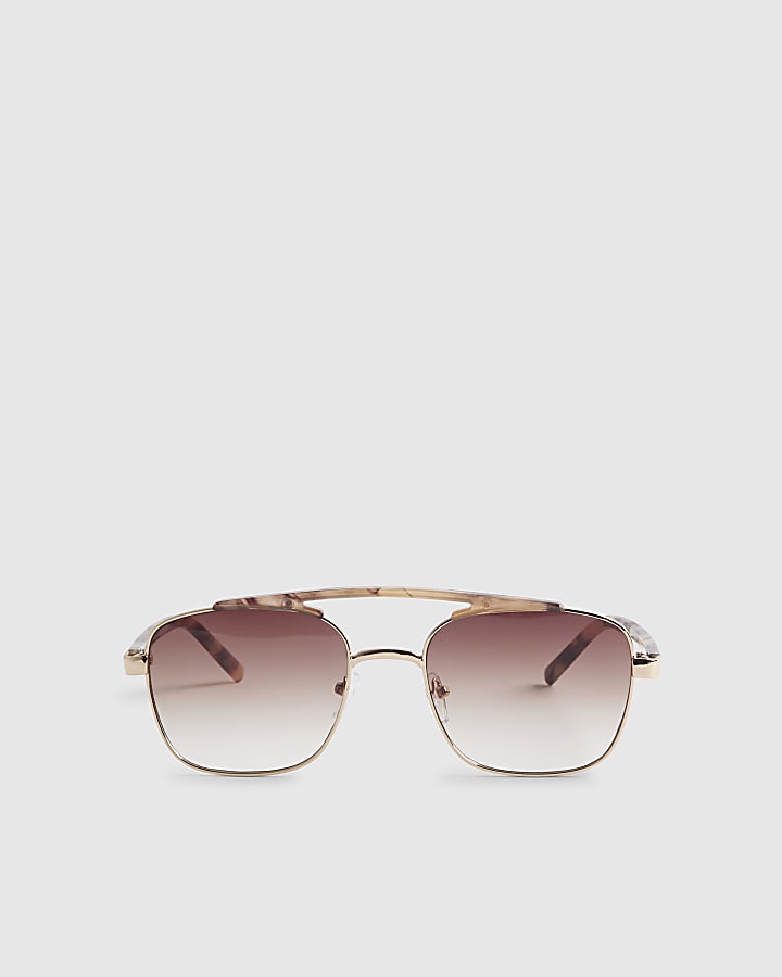 Tortoise Brow Bar Aviator Sunglasses