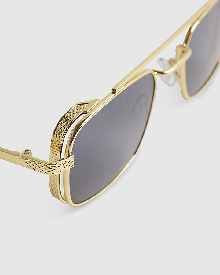 Gold Flat Top Rectangle Sunglasses