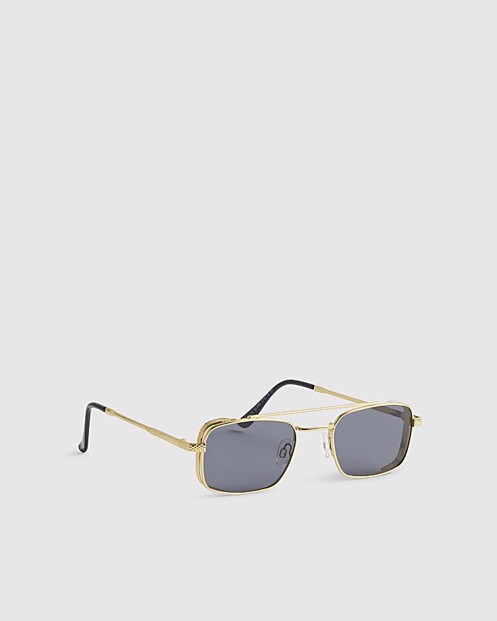Gold Flat Top Rectangle Sunglasses