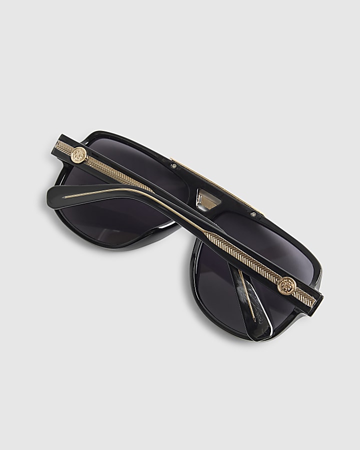 Black Gold Detail Aviator Sunglasses