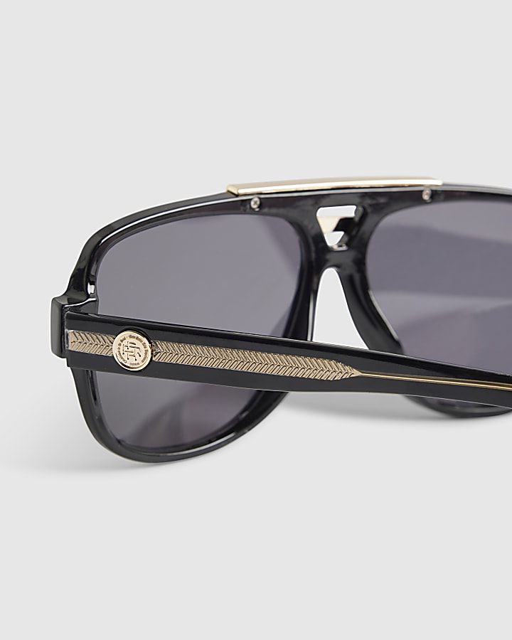 Black Gold Detail Aviator Sunglasses