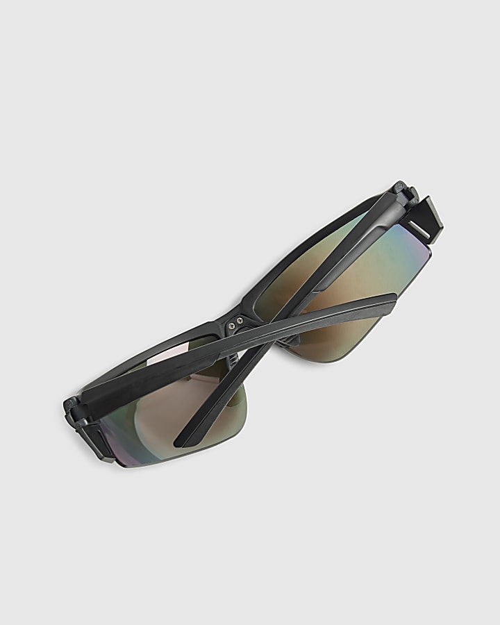 Black Wrap Visor Sunglasses