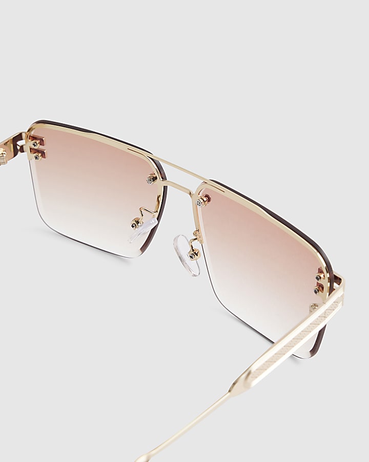 Red Rimless Aviator Sunglasses