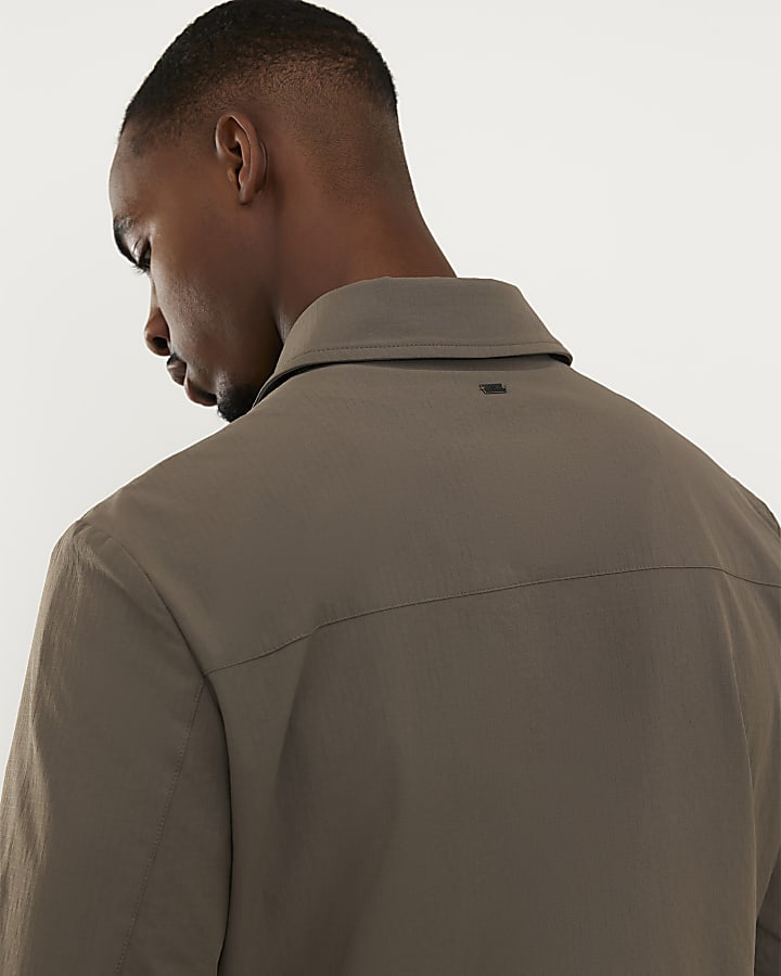 Brown Muscle Fit Shacket