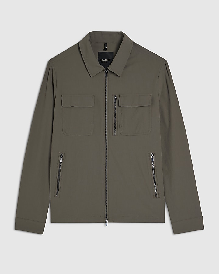 Brown Muscle Fit Shacket