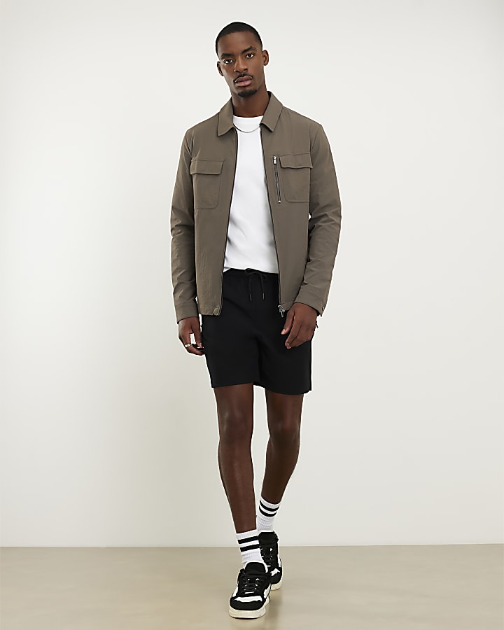 Brown Muscle Fit Shacket