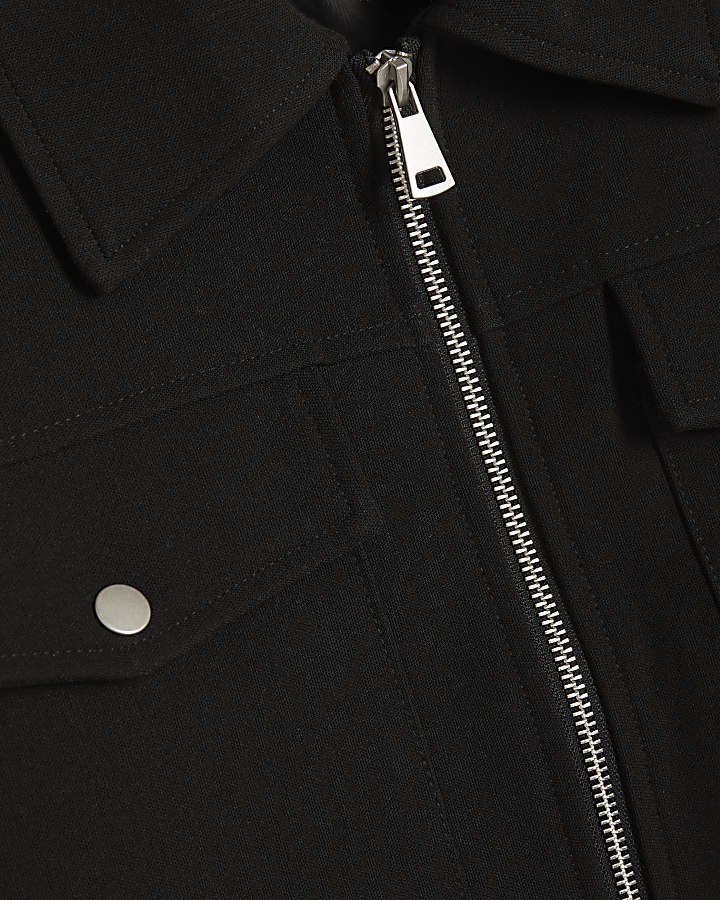 Black Textured Western Jacket