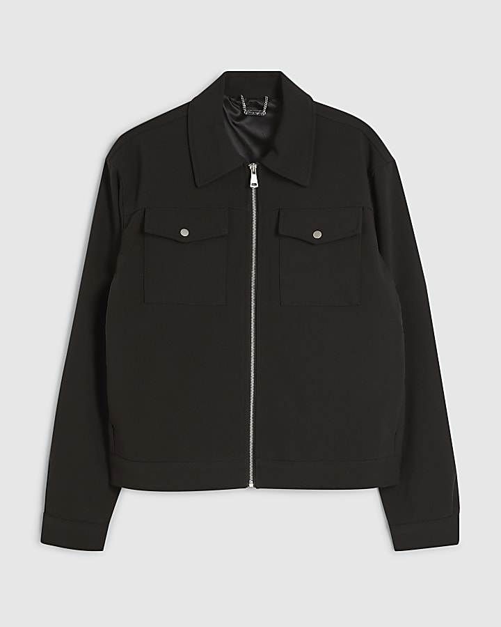 Black Textured Western Jacket