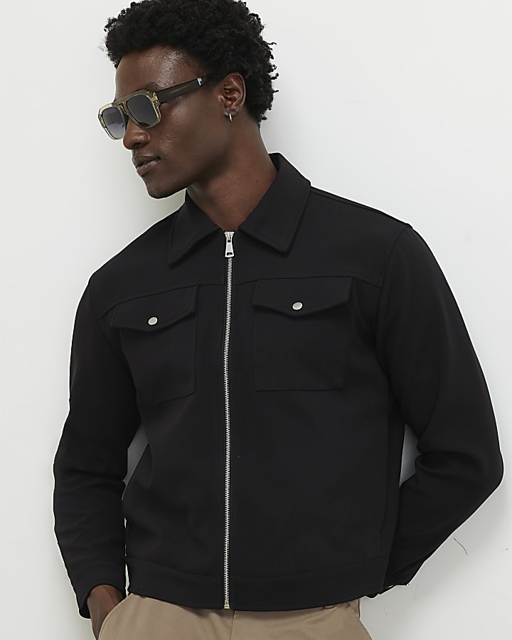 Black Textured Western Jacket