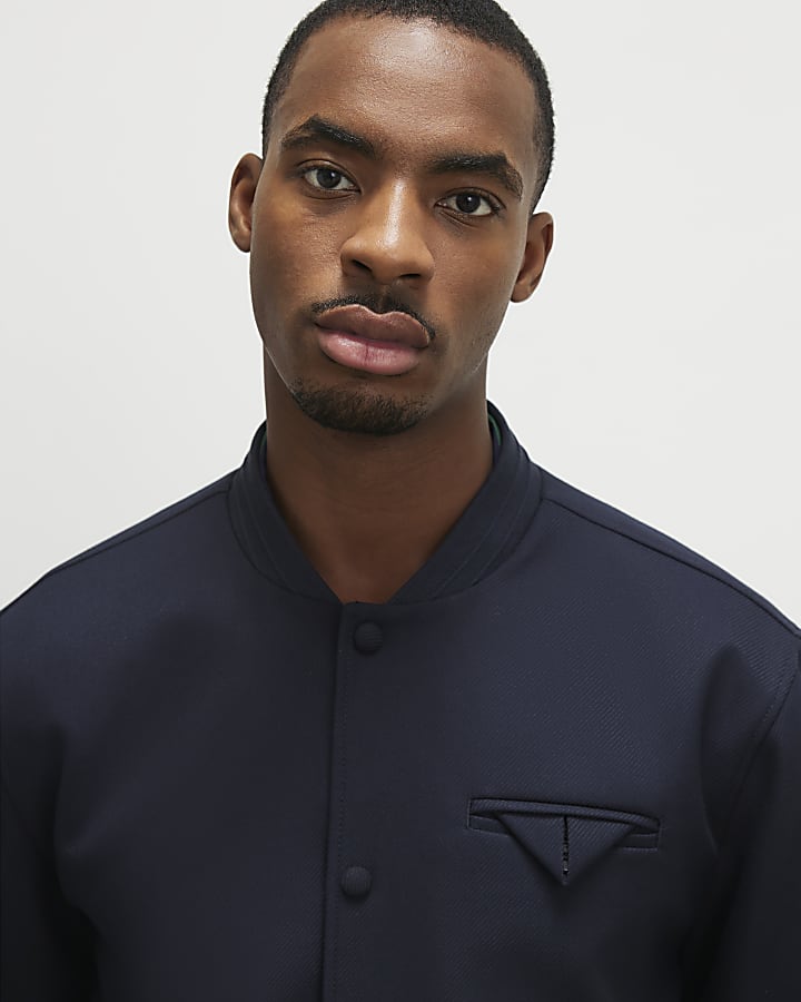 Navy Twill Bomber Jacket