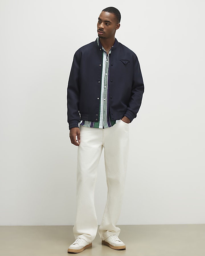 Navy Twill Bomber Jacket