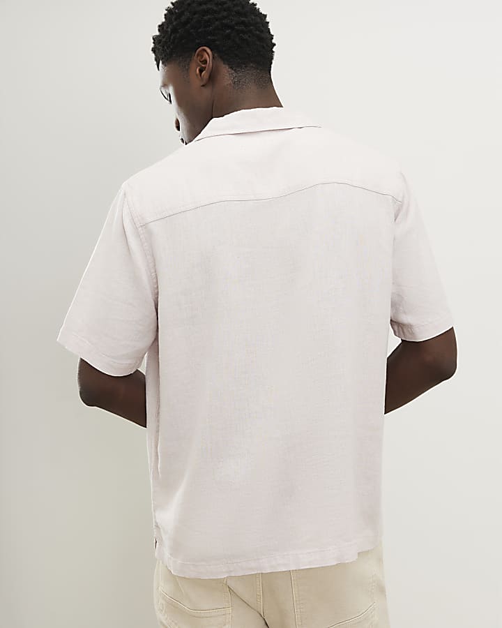 Pink Regular Fit Linen Blend Shirt