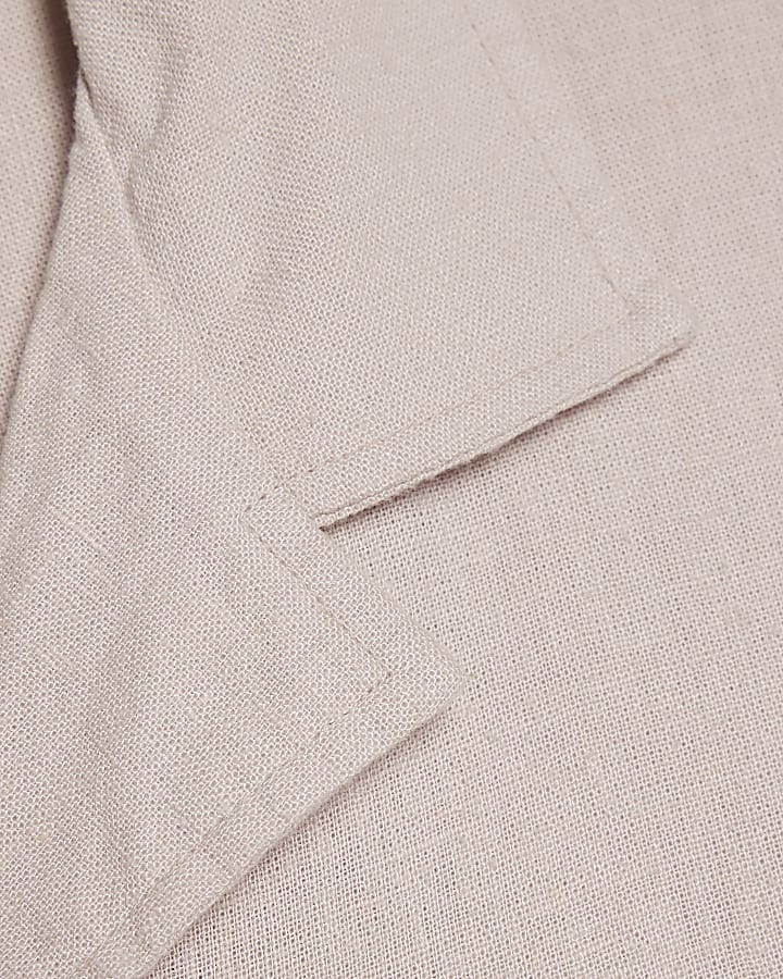 Pink Regular Fit Linen Blend Shirt