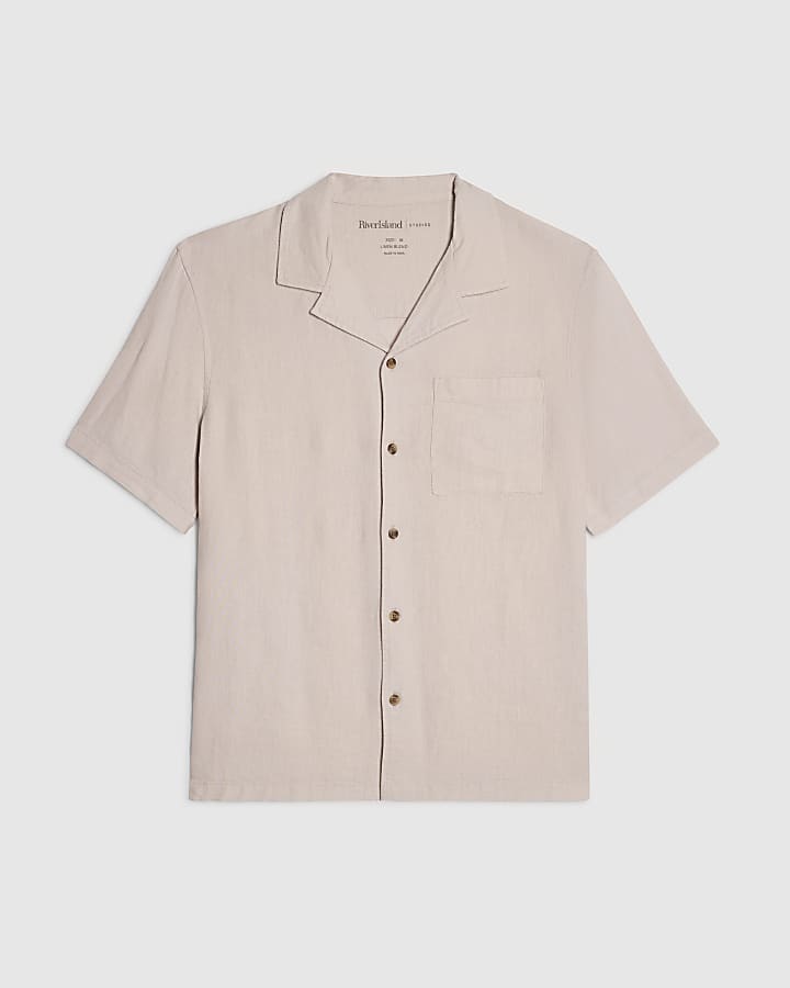Pink Regular Fit Linen Blend Shirt