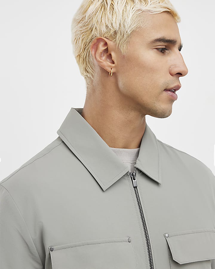 Grey Muscle Fit Shacket