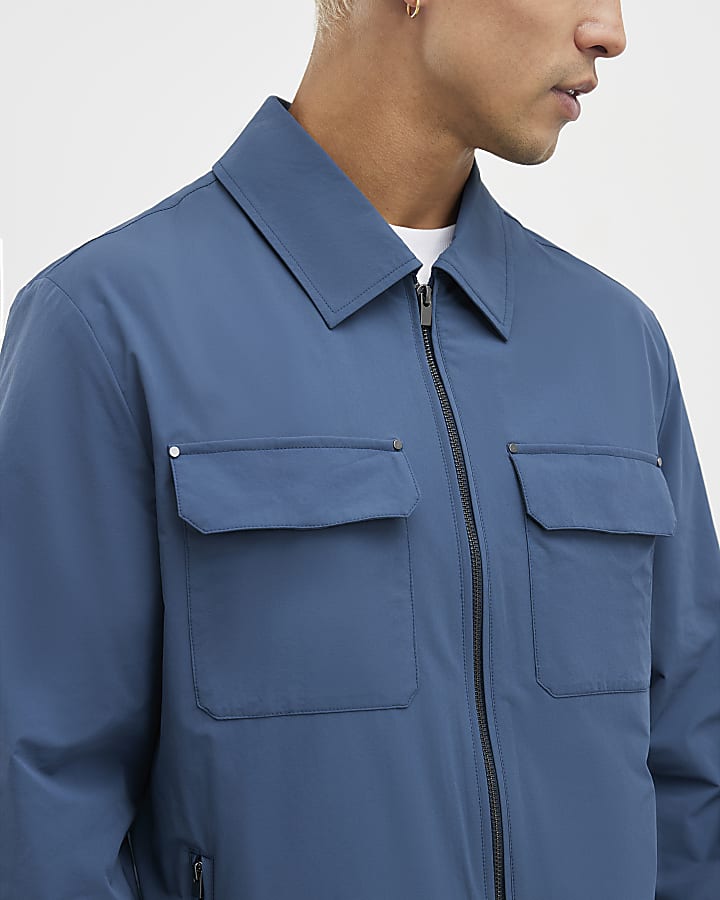 Blue Muscle Fit Shacket