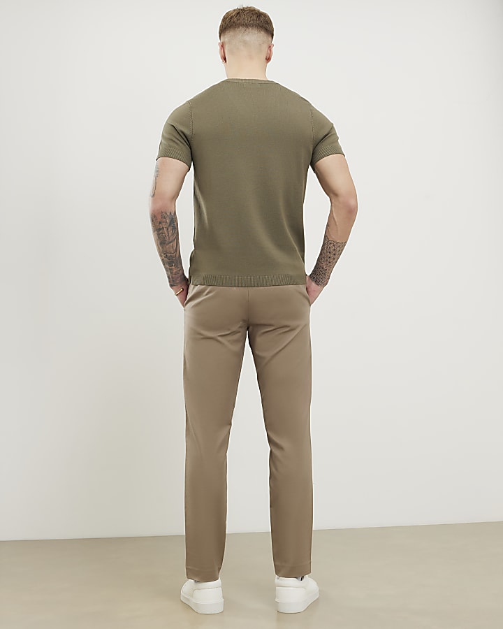Beige Skinny Fit Chino Trousers
