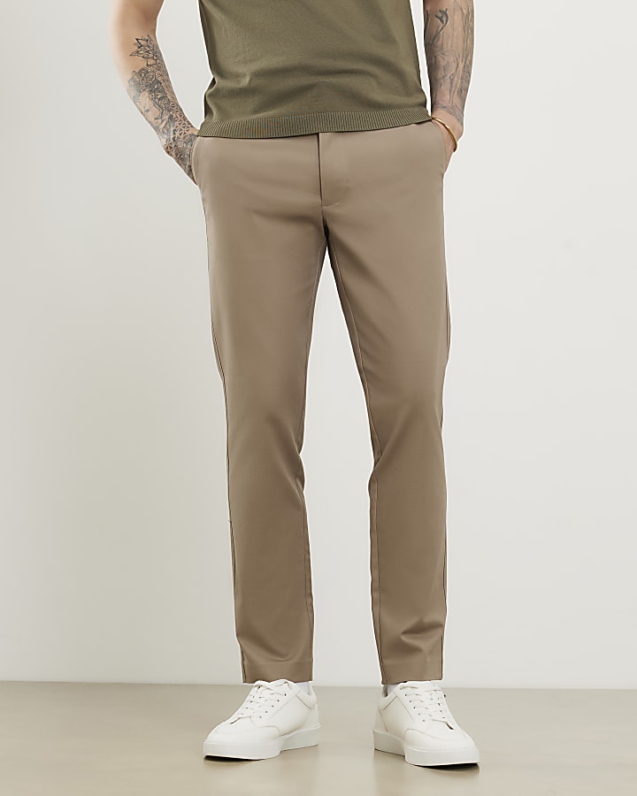 Beige Skinny Fit Chino Trousers
