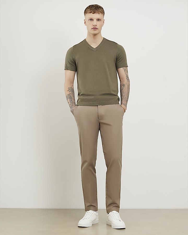 Beige Skinny Fit Chino Trousers