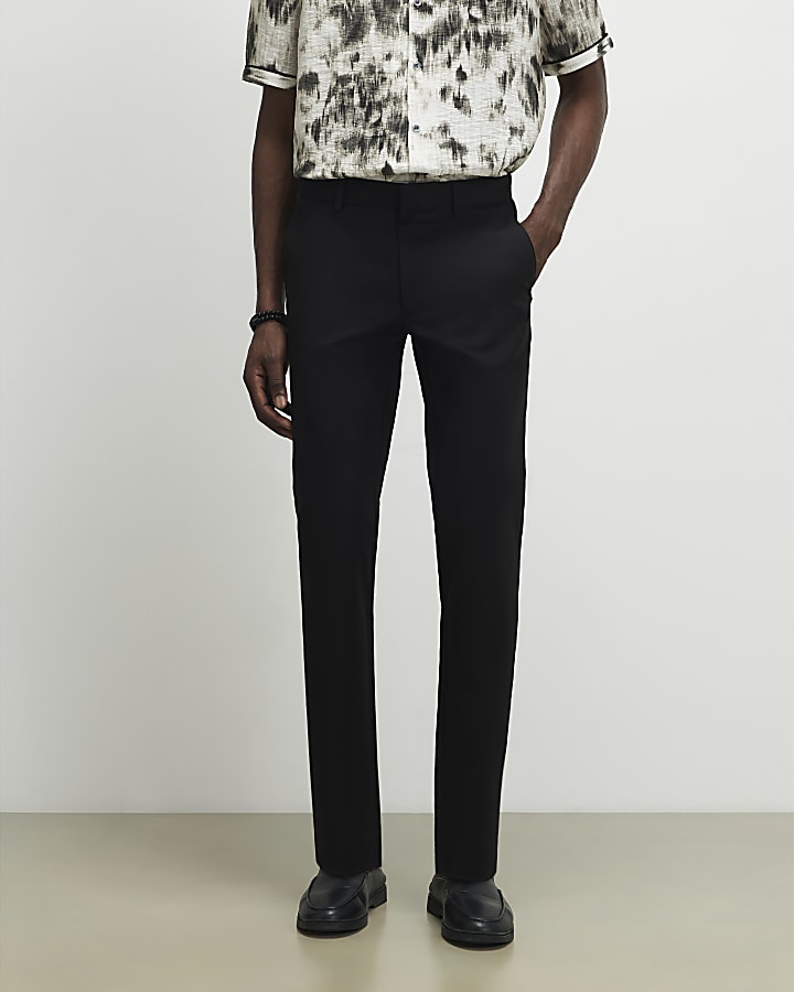 Black Slim Fit Stretch Chino Trousers