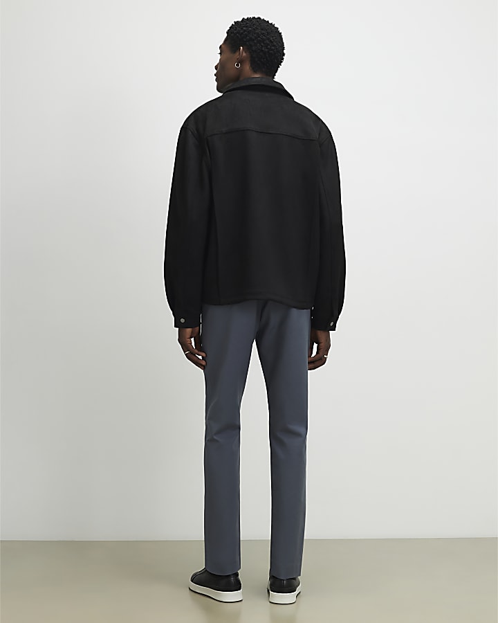 Grey Slim Fit Stretch Chino Trousers