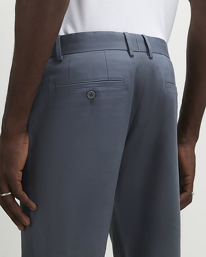 Grey Slim Fit Stretch Chino Trousers