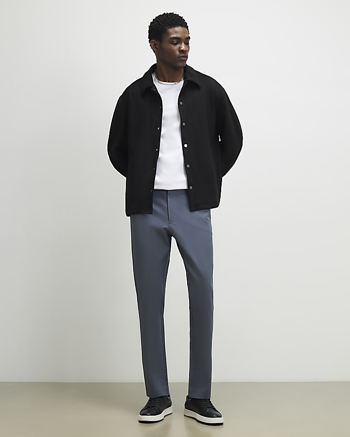 Grey Slim Fit Stretch Chino Trousers