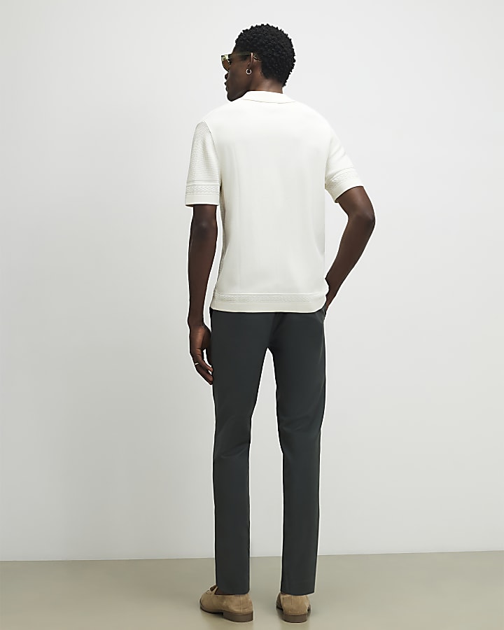 Khaki Slim Fit Stretch Chino Trousers