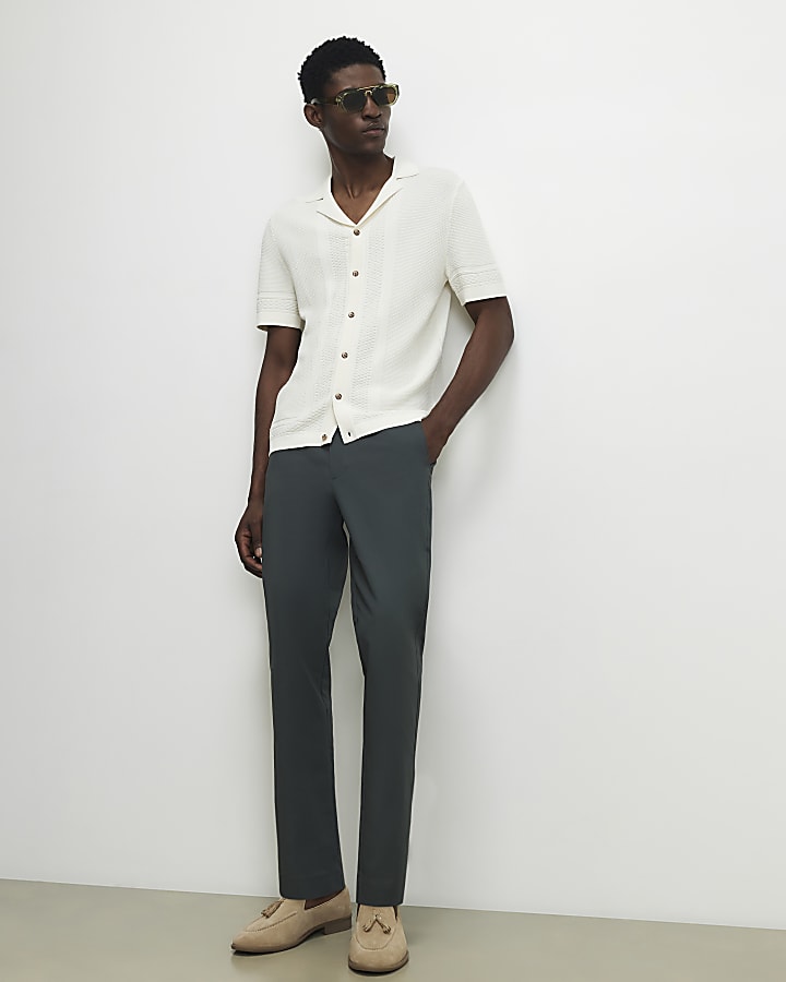 Khaki Slim Fit Stretch Chino Trousers