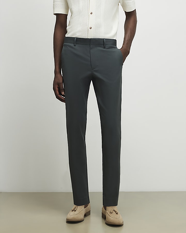 Khaki Slim Fit Stretch Chino Trousers