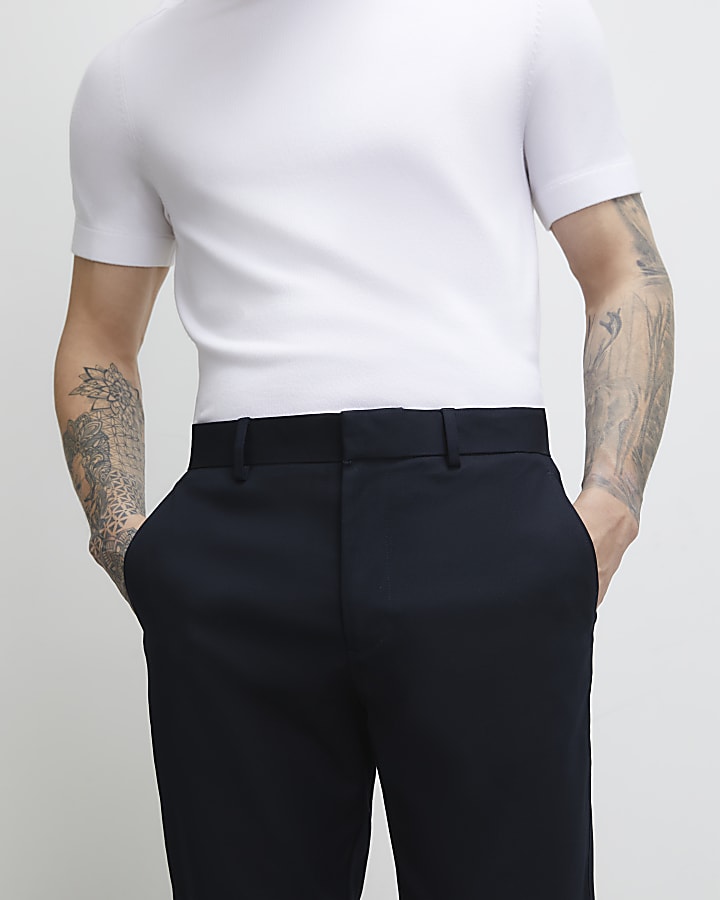 Navy Slim Fit Chino Trousers