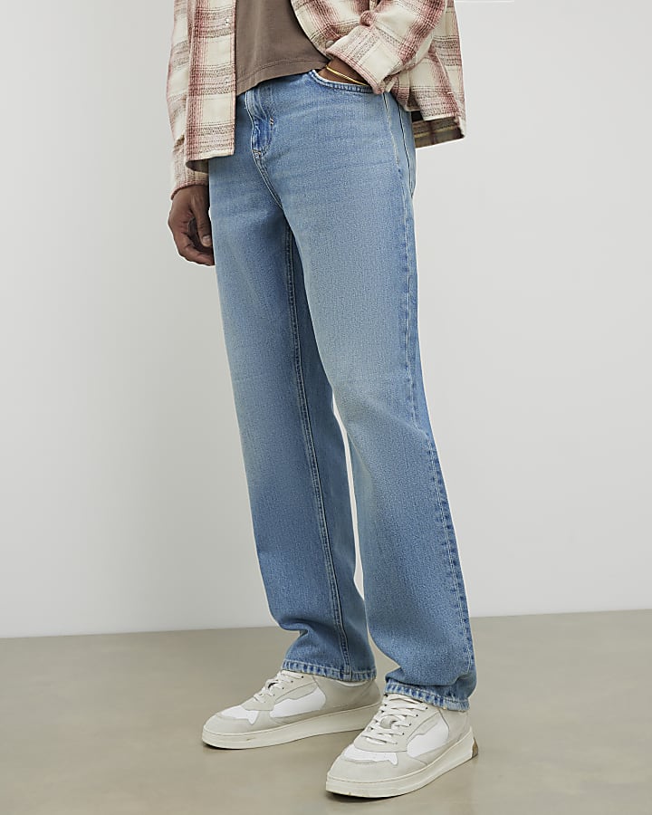 Blue Straight Leg Jeans