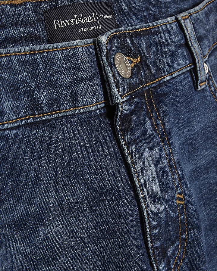 Blue Straight Washed Jeans