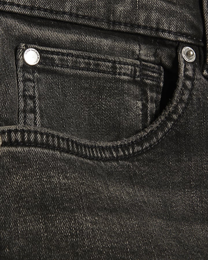 Black Slim Fit Washed Denim Shorts