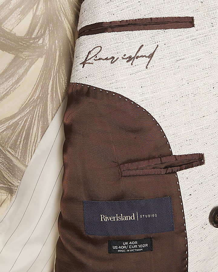 Cream Textured Suit Jacket