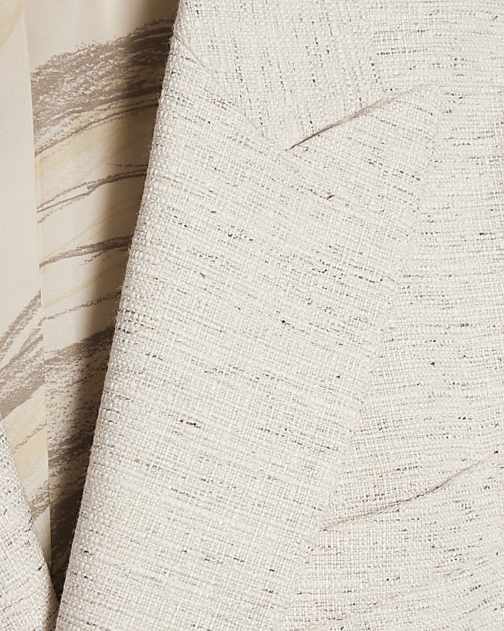 Cream Textured Suit Jacket